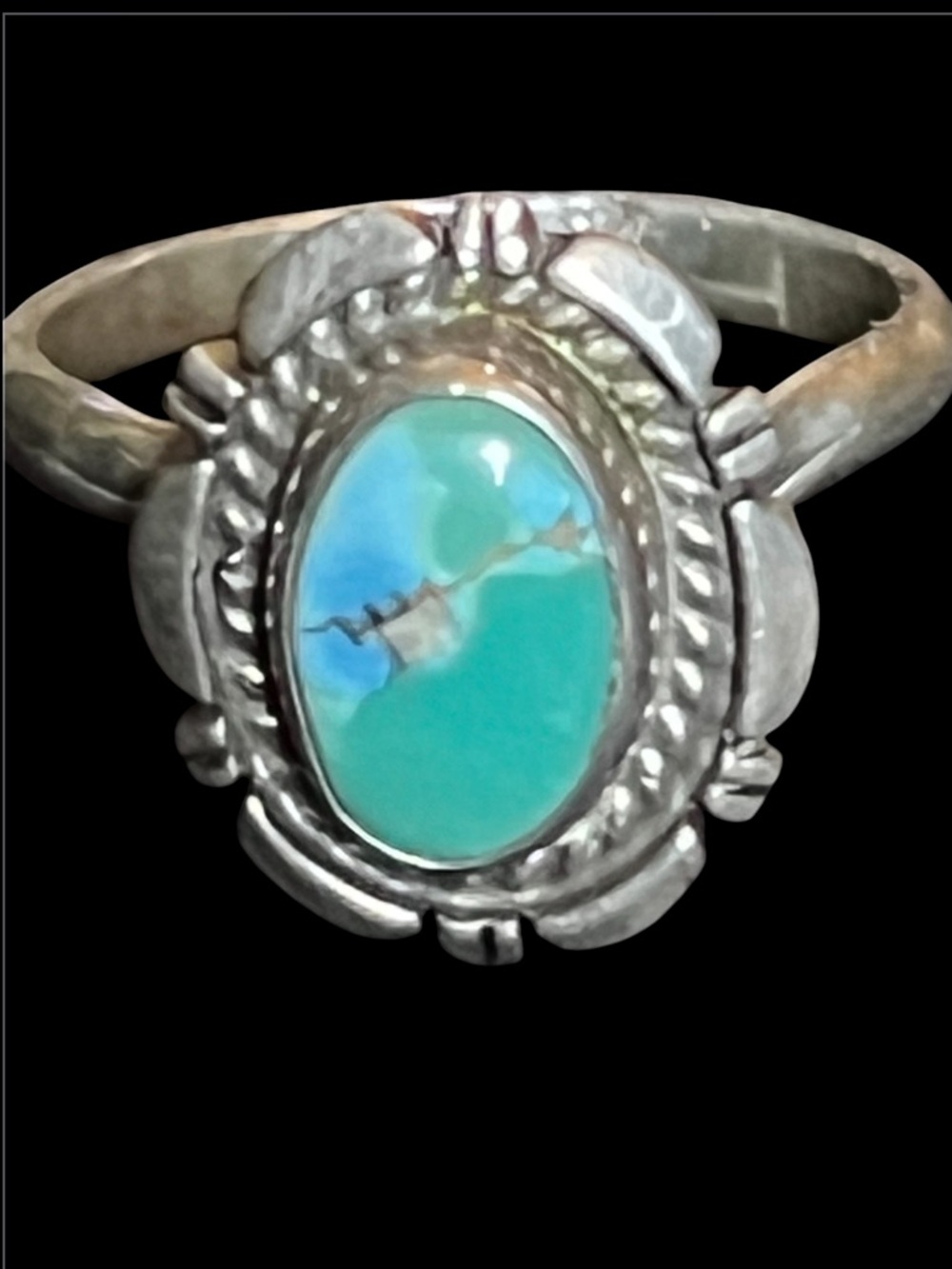 Vintage Native American Navajo Sterling Silver Turquoise Ring size 10.5